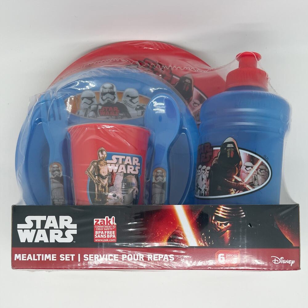 NEW Star Wars Kids Mealtime Dining Set Red and Blue Six 6 Pieces